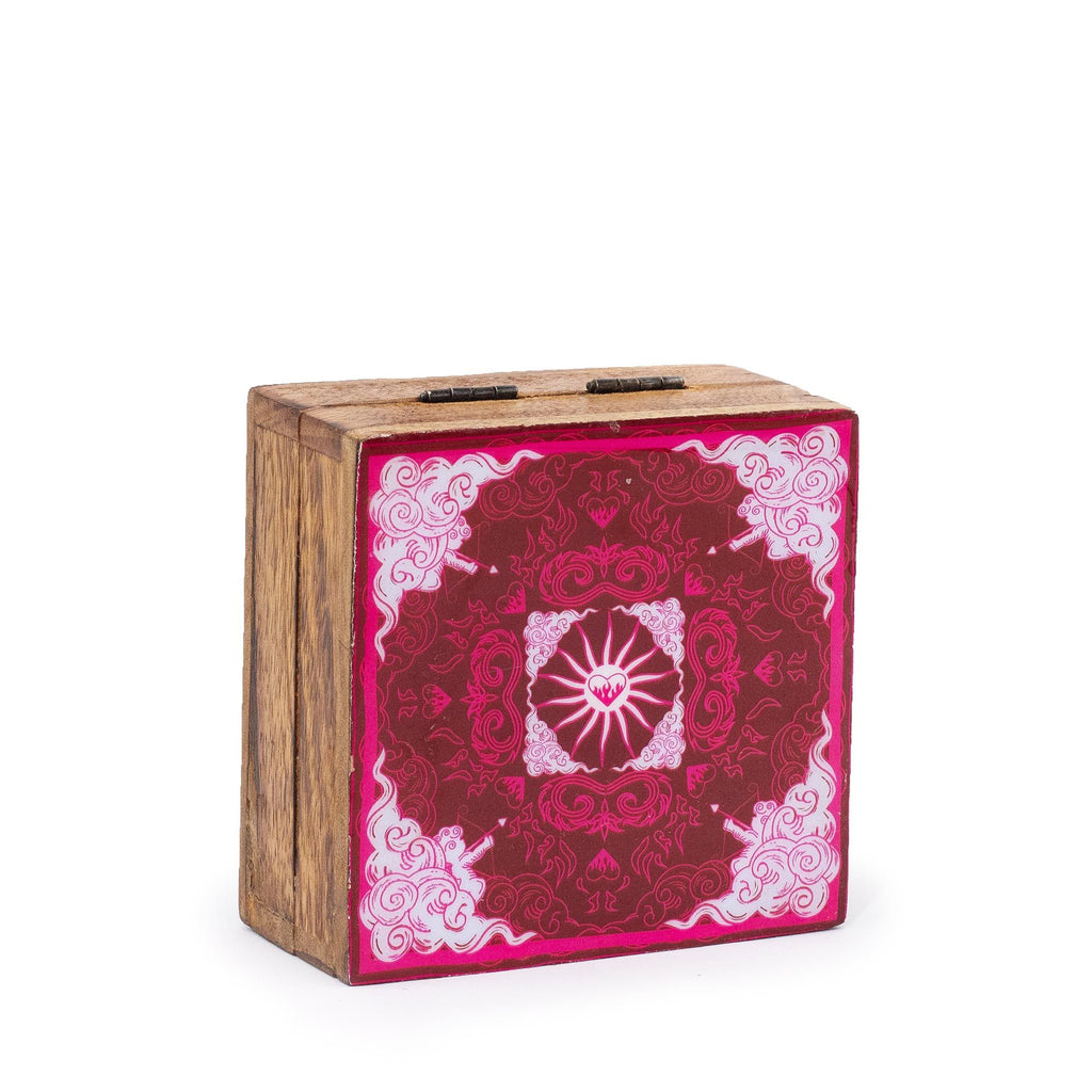 Caja cuadrada esmaltada pequeña 10x10x4,2cm - Sol Rojo - HOP HARE