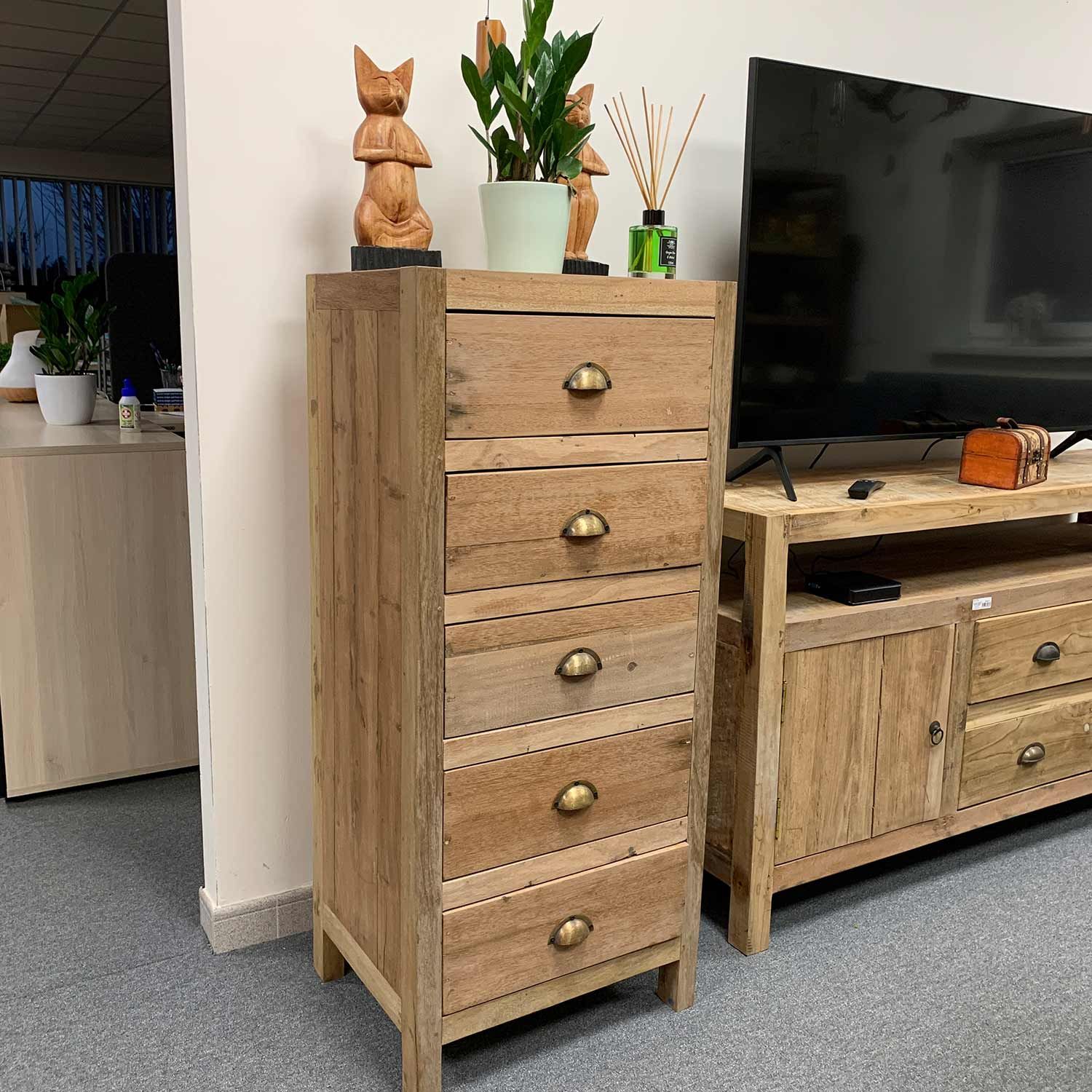 Juego alto de 5 cajones - Madera reciclada