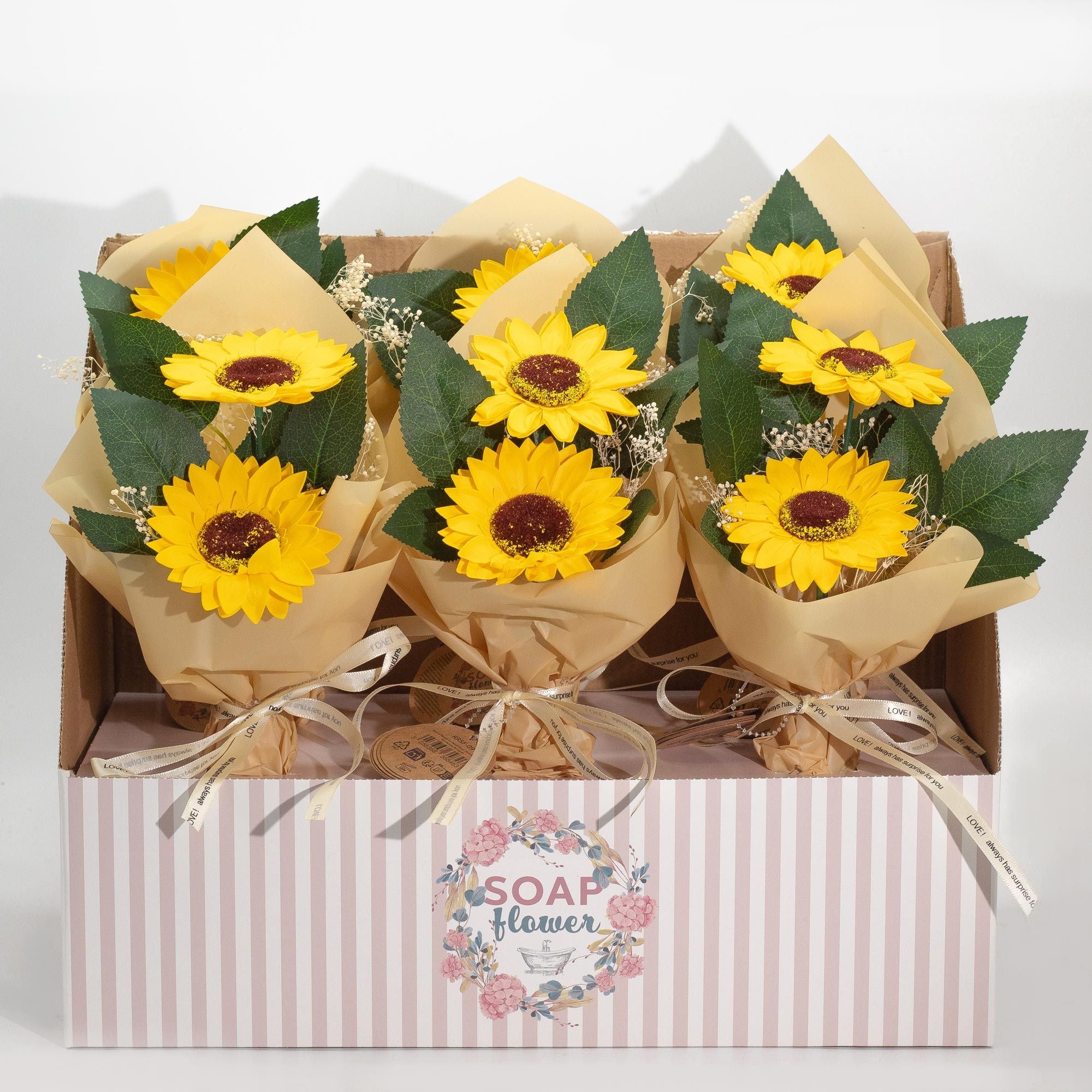 Flor de jabón - Ramo de dos girasoles