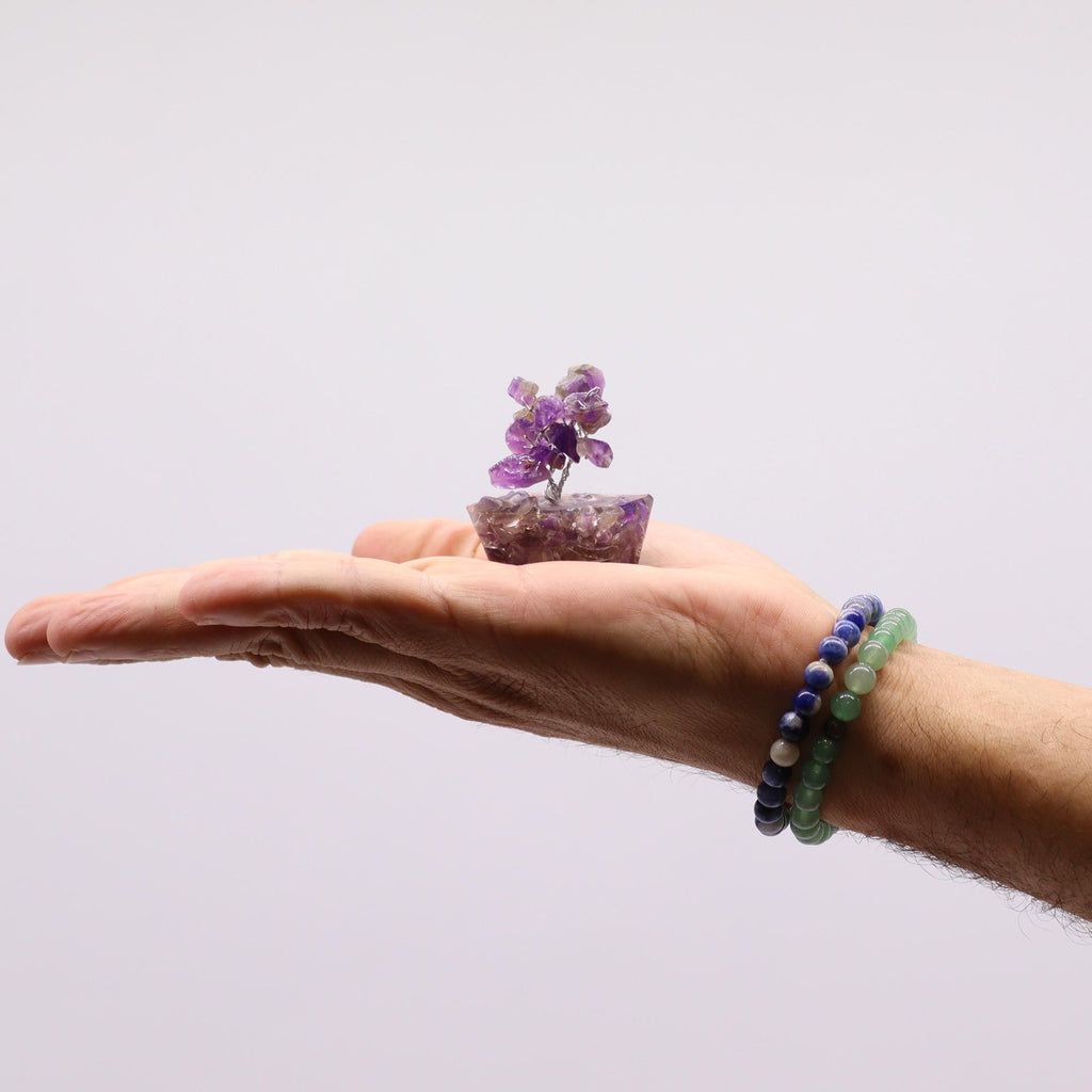 Mini árboles de piedras preciosas sobre base de orgonita - Mezcla Surtida (15 piedras)