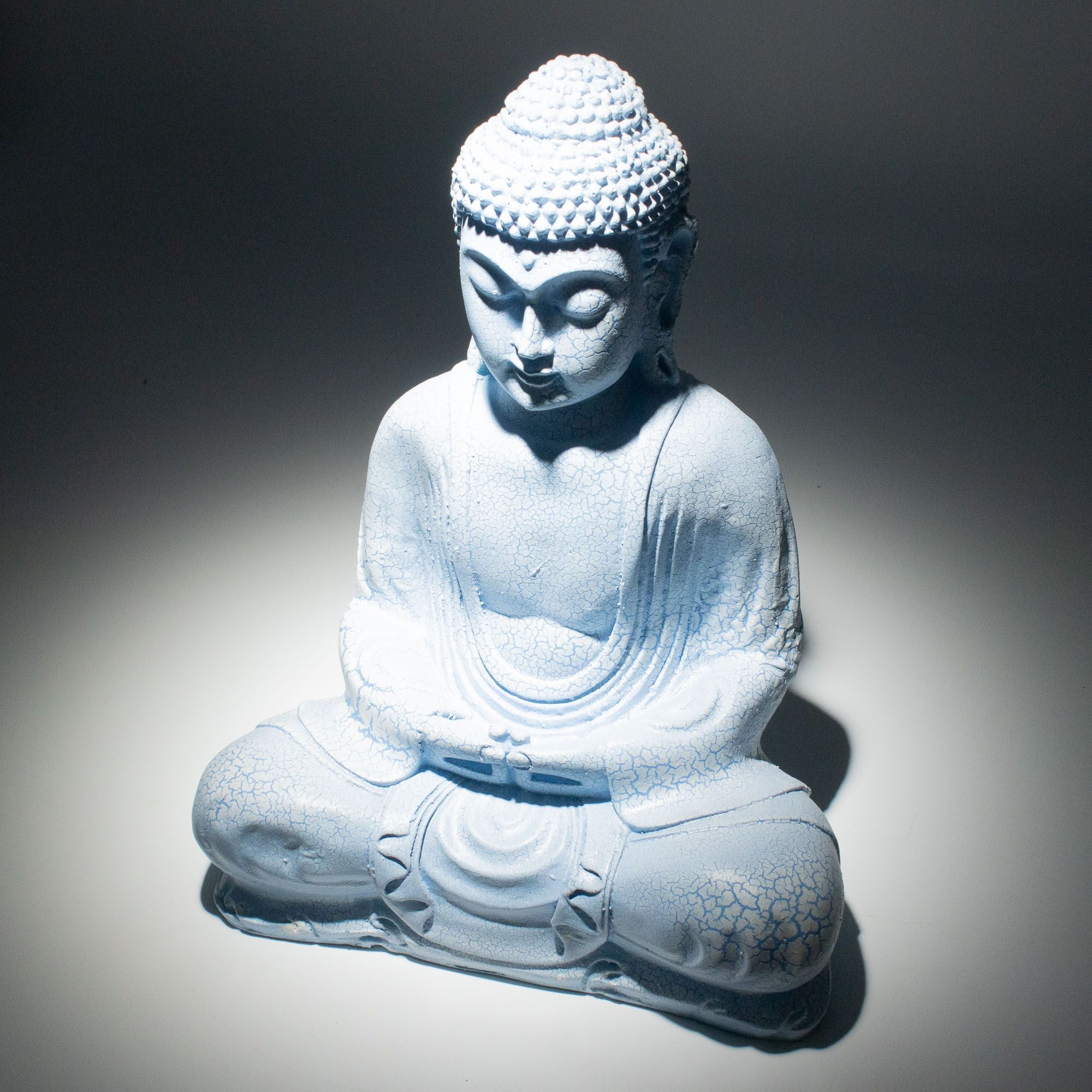 Lámpara de Buda para meditación azul cielo - soporte ovalado