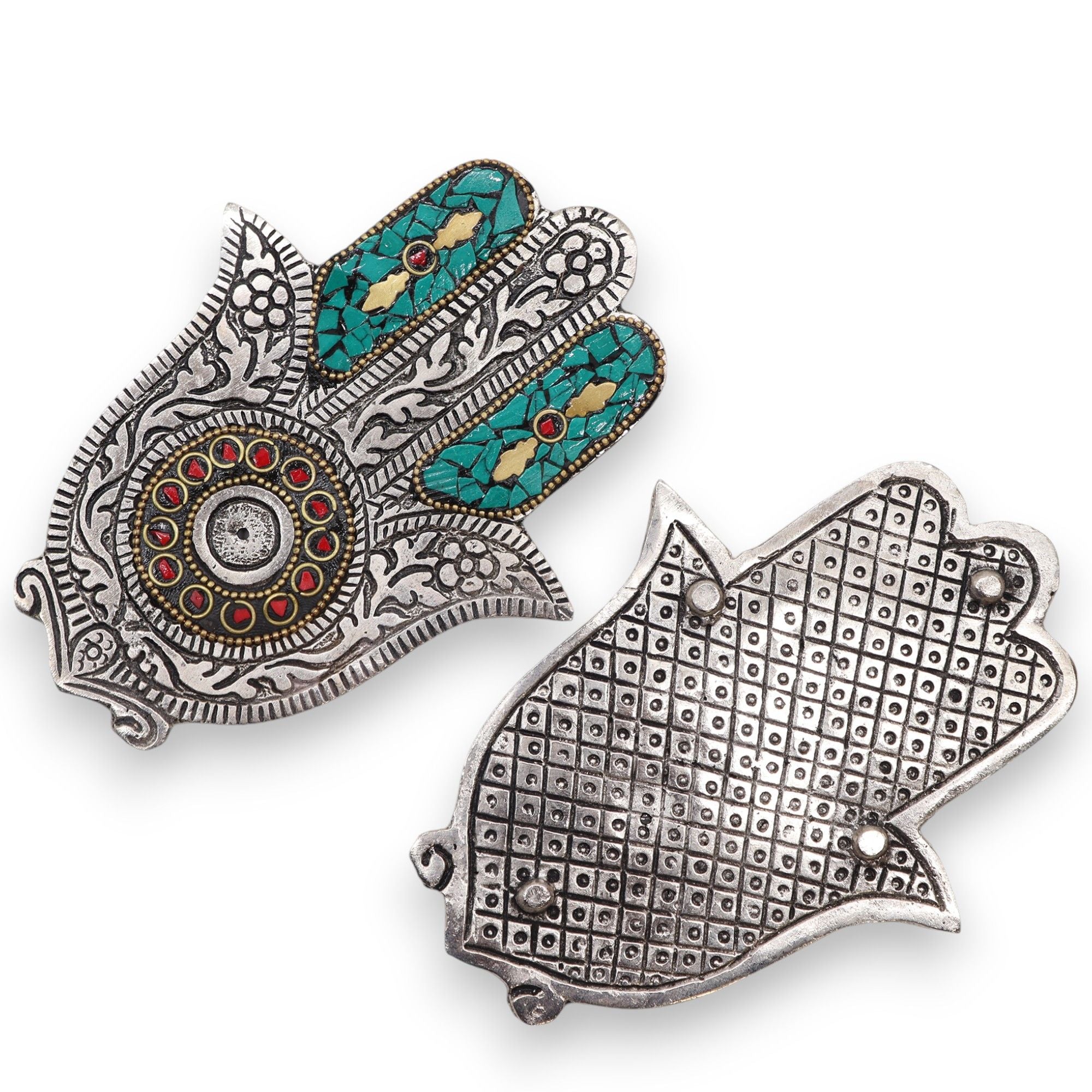 Porta-incienso Hamsa Verde Pequeño 13x5.5cm