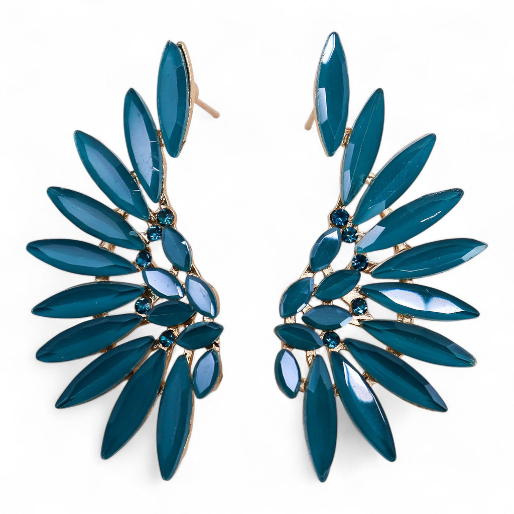 Pendientes de Cristal Vintage - Alas de ángel - Verde Turquesa