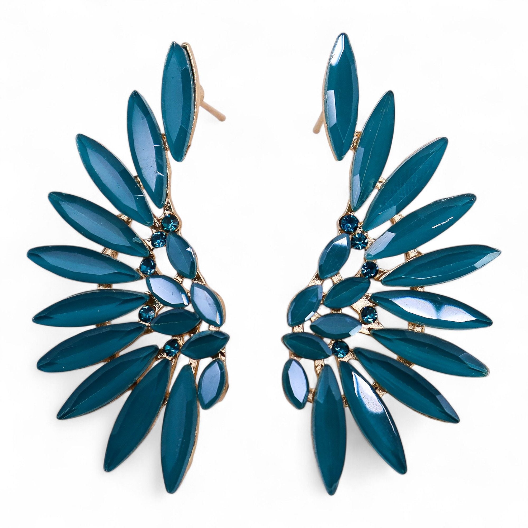 Pendientes de Cristal Vintage - Alas de ángel - Verde Turquesa