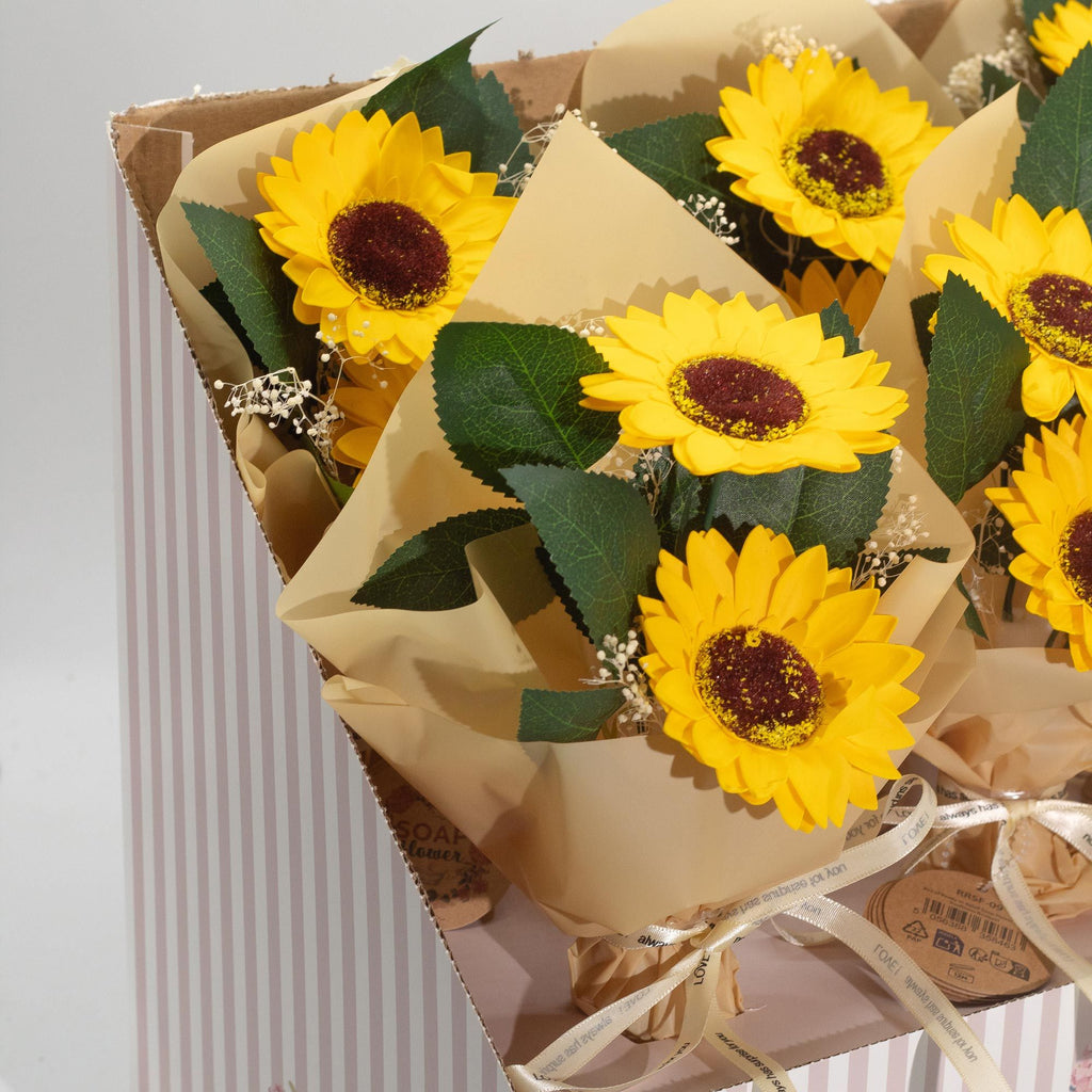 Flor de jabón - Ramo de dos girasoles