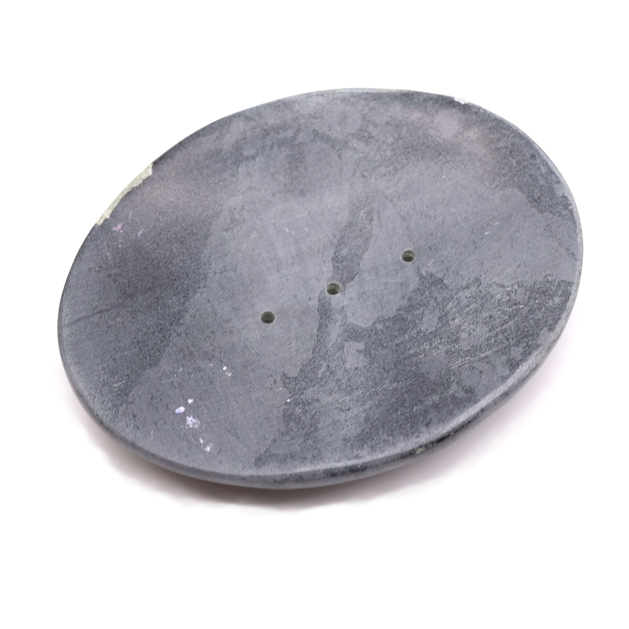 Jabonera de Esteatita Gris 10x12cm - Óvalo Clásico