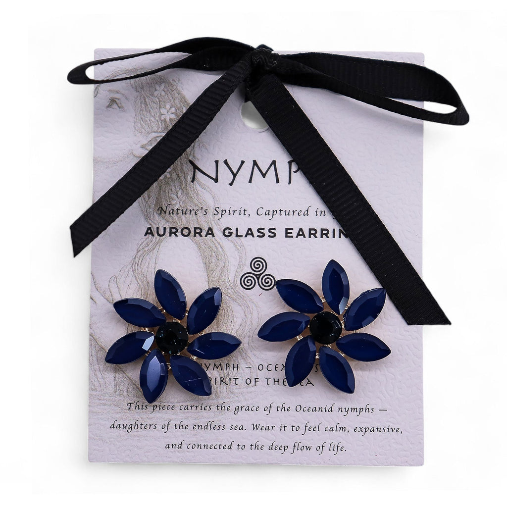 Pendientes de Cristal Vintage - Flores - Azul