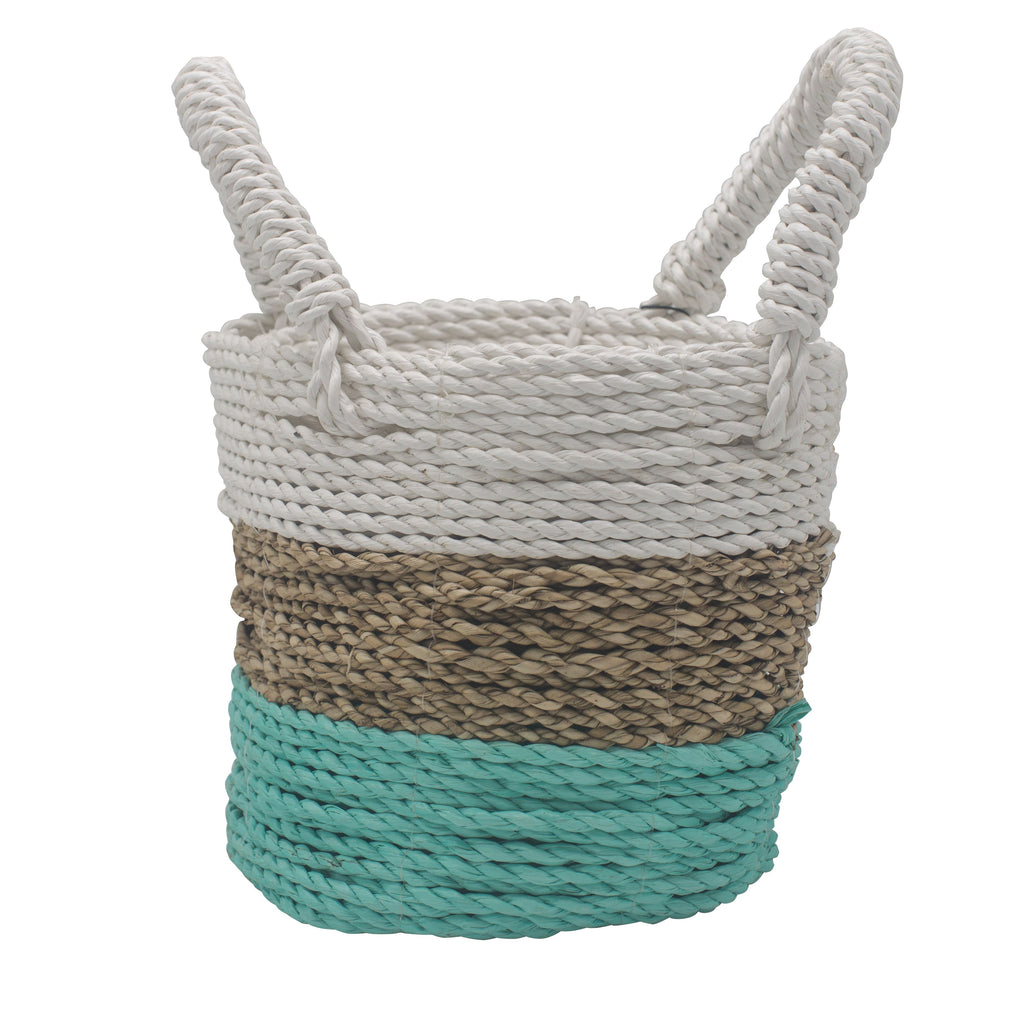 Juego de cestas de algas marinas - Verde/Natural/Blanco
