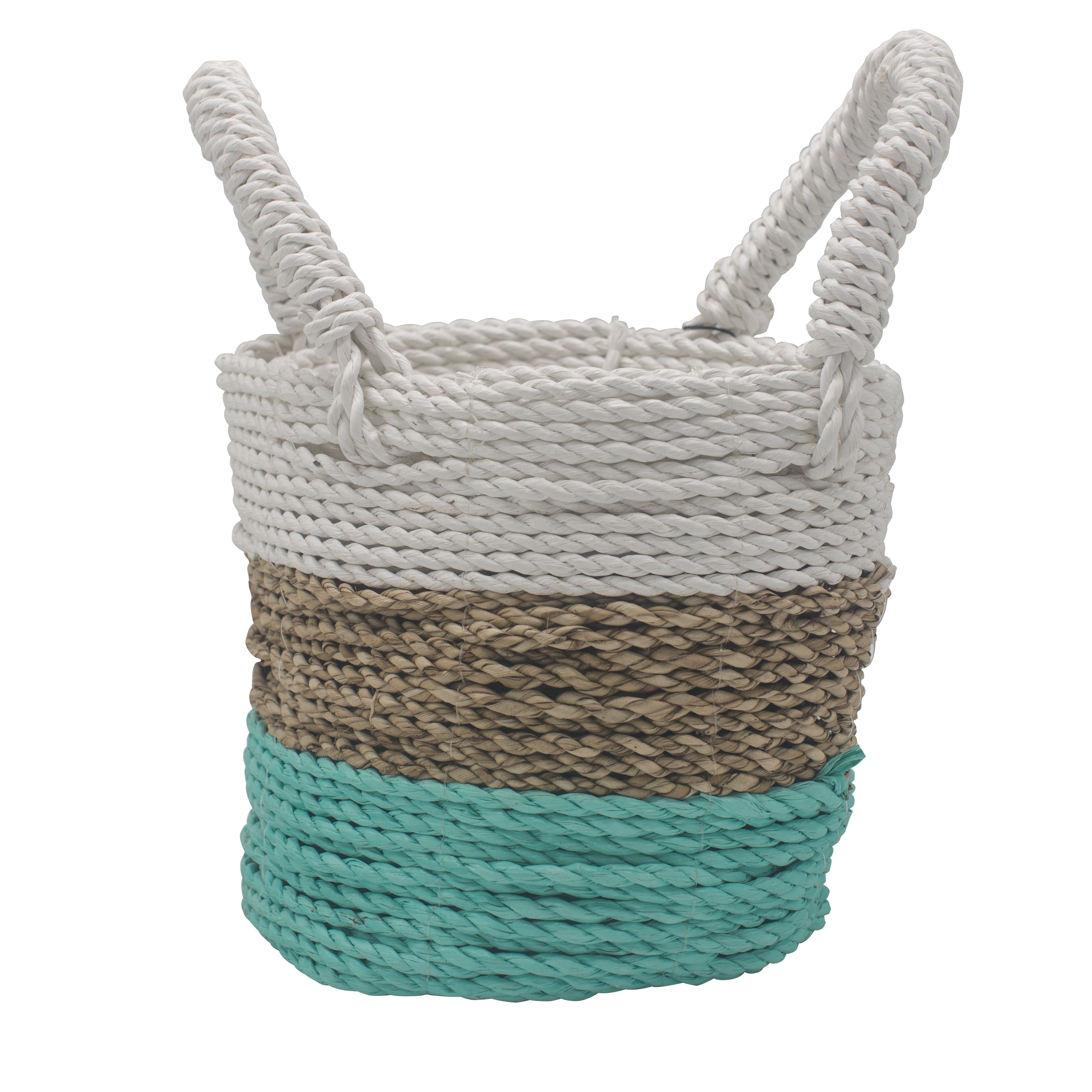 Juego de cestas de algas marinas - Verde/Natural/Blanco