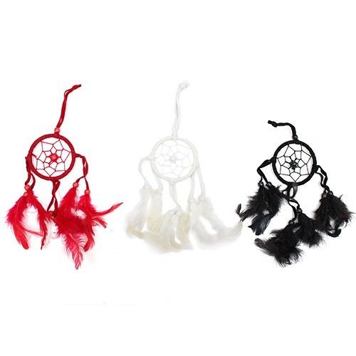 Atrapasueños Bali aro peq - Negro/Blanco/Rojo
