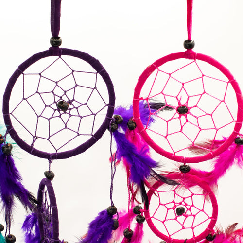 Atrapasueños Bali aro mediano - Turquesa/Rosa/Morado