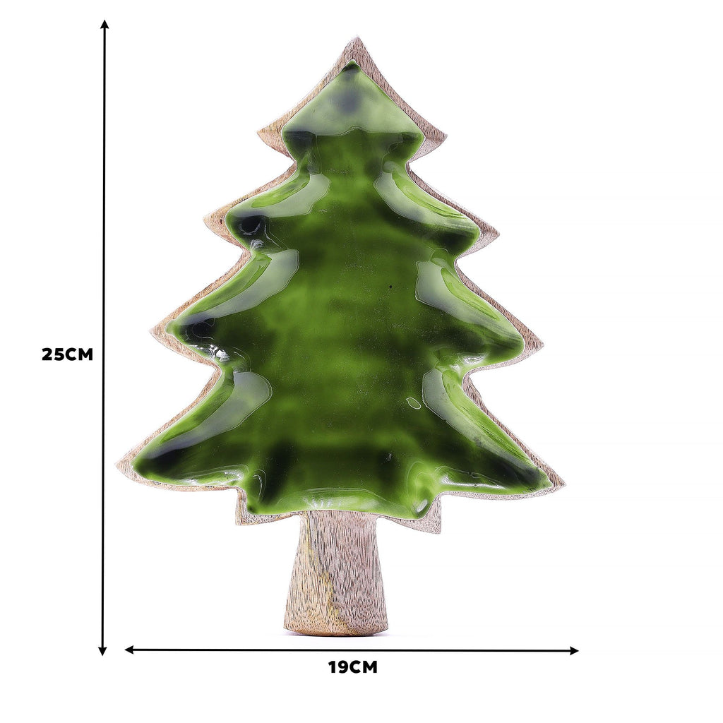 Perdido en el bosque - Tazón de madera esmaltada con diseño de árbol - 25x19 cm