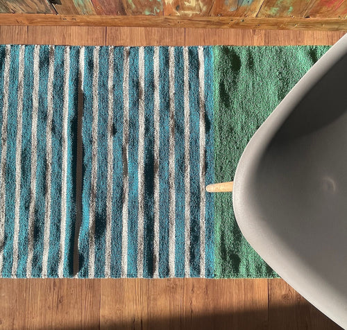 Alfombra India de Algodón - 70x170cm - Azul/ Verde