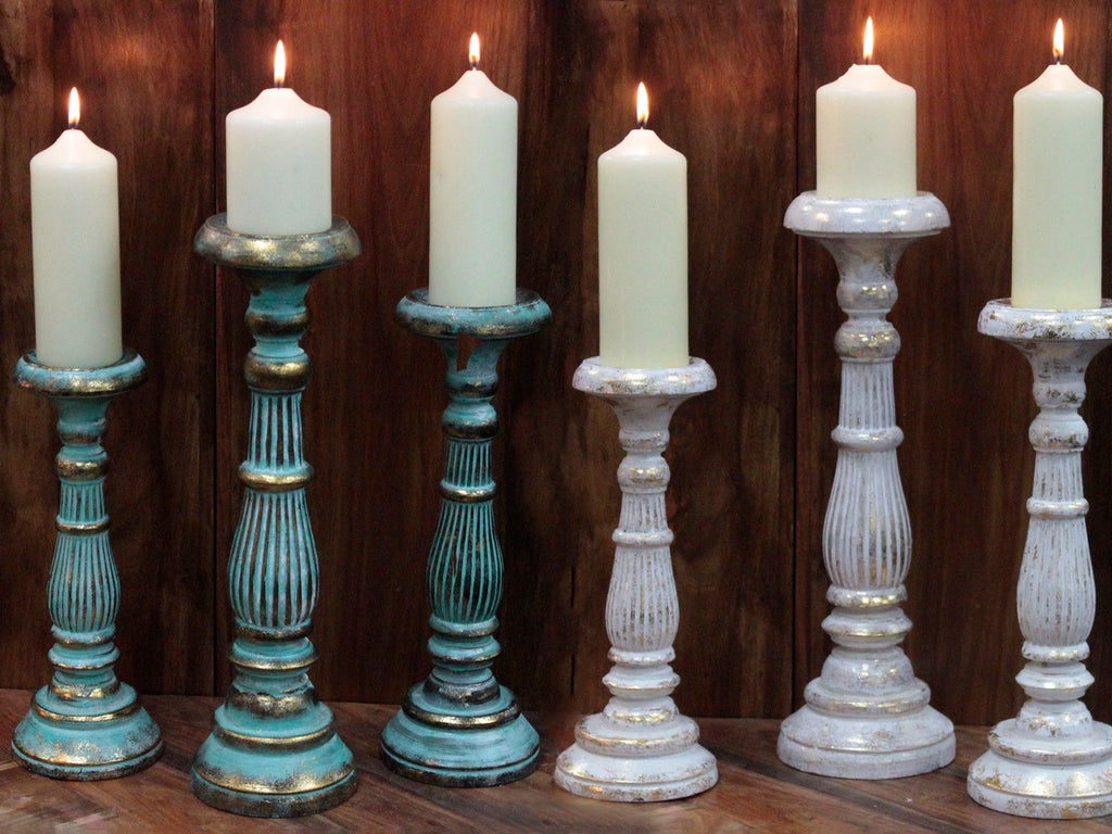 Soporte de velas medianas - Turquois Gold