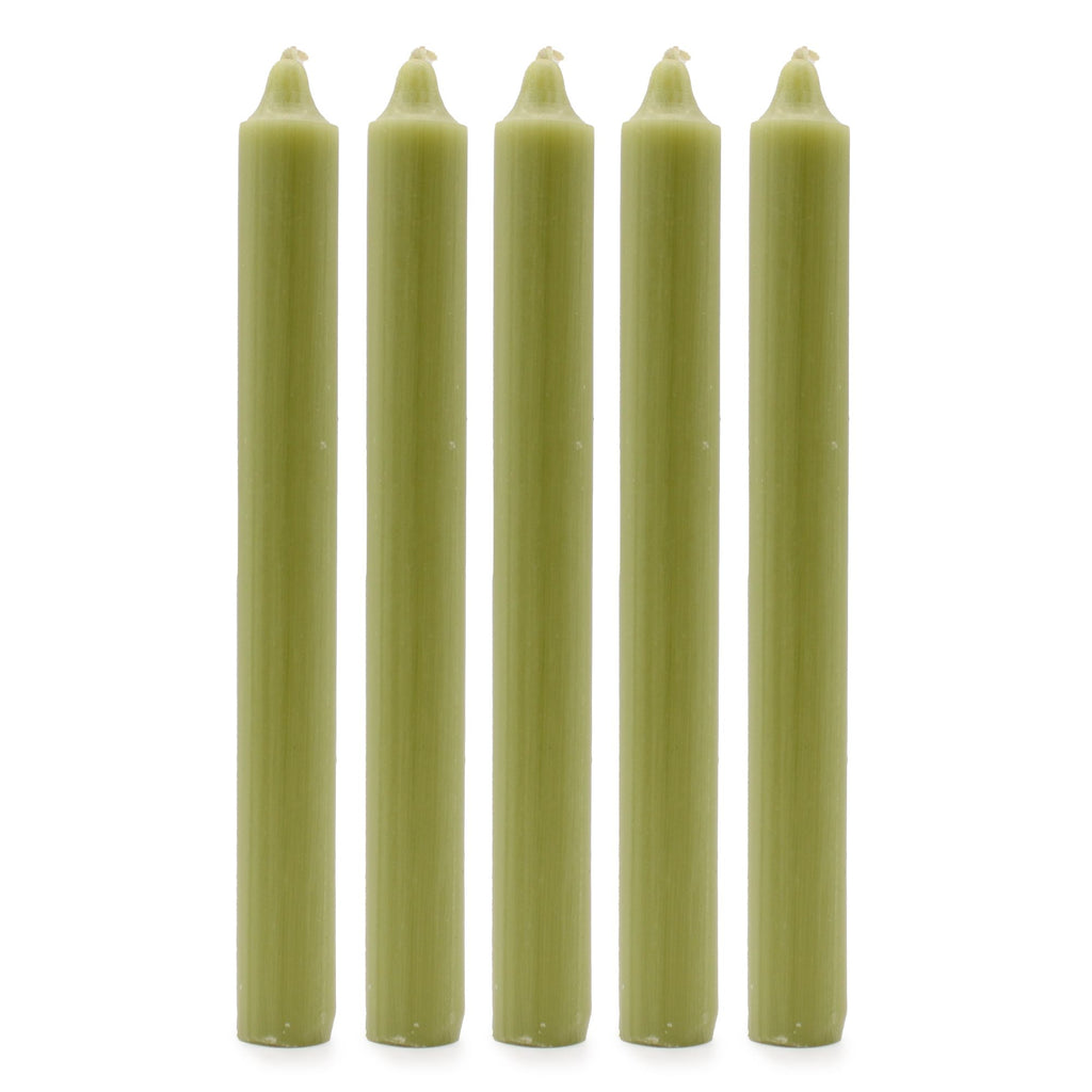 Juego de Velas de Mesa de Color Sólido - Pack de 21 - Oliva Rústico