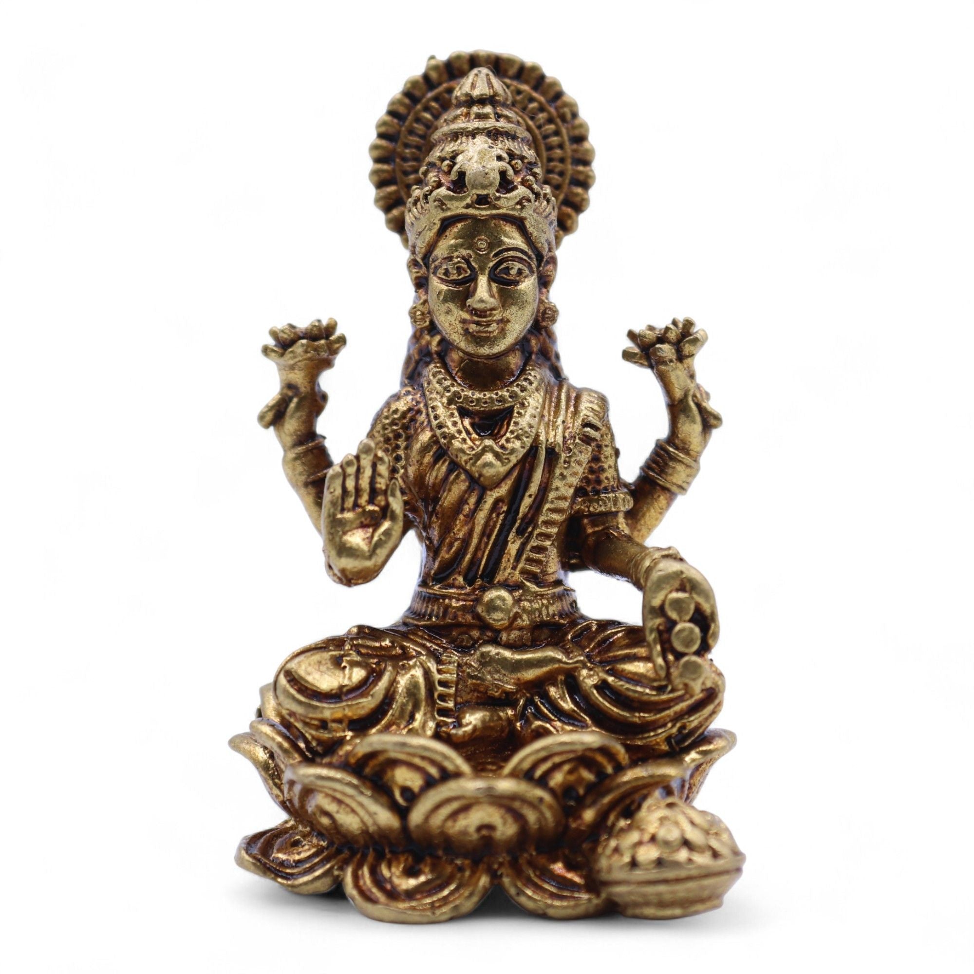 Dioses en miniatura de latón - Laxmi (52 g) - 49 mm