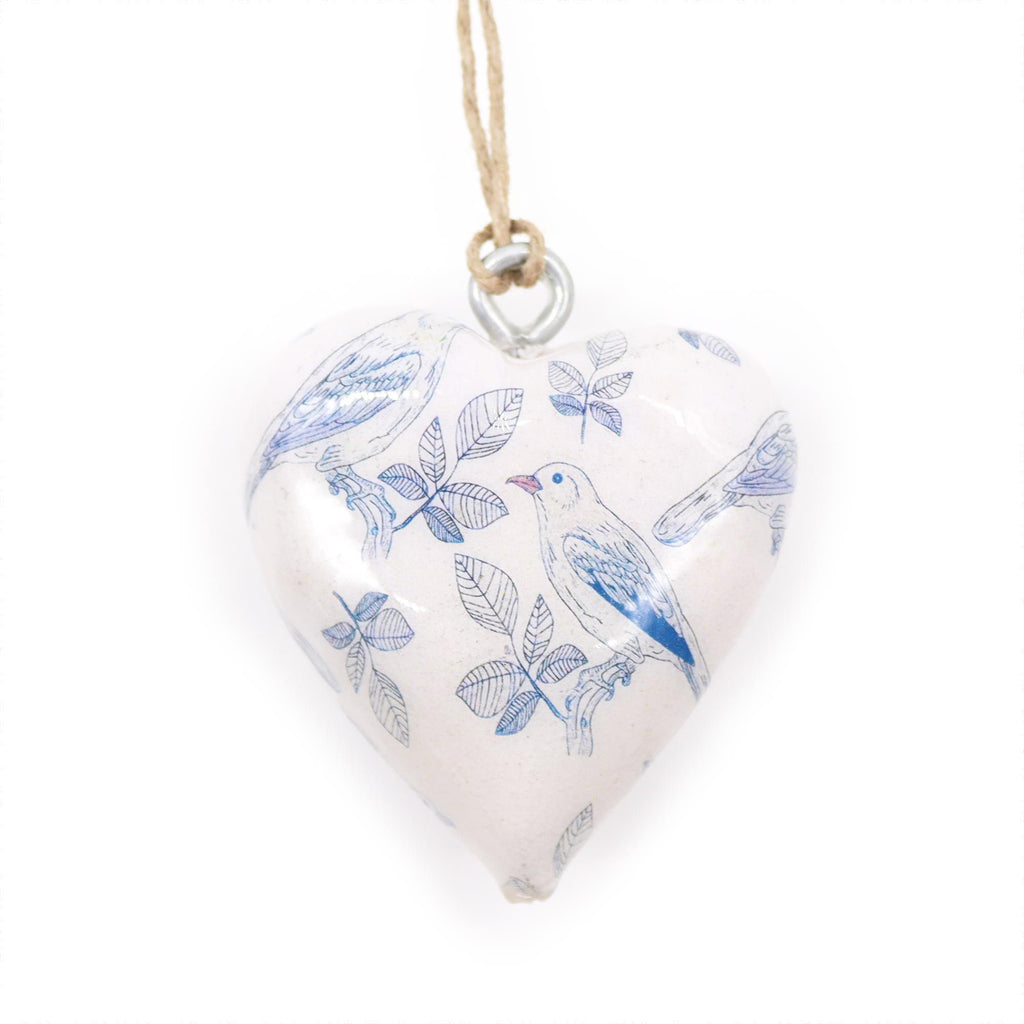 Corazone de madera decorativo Grande - Pajaros Azul