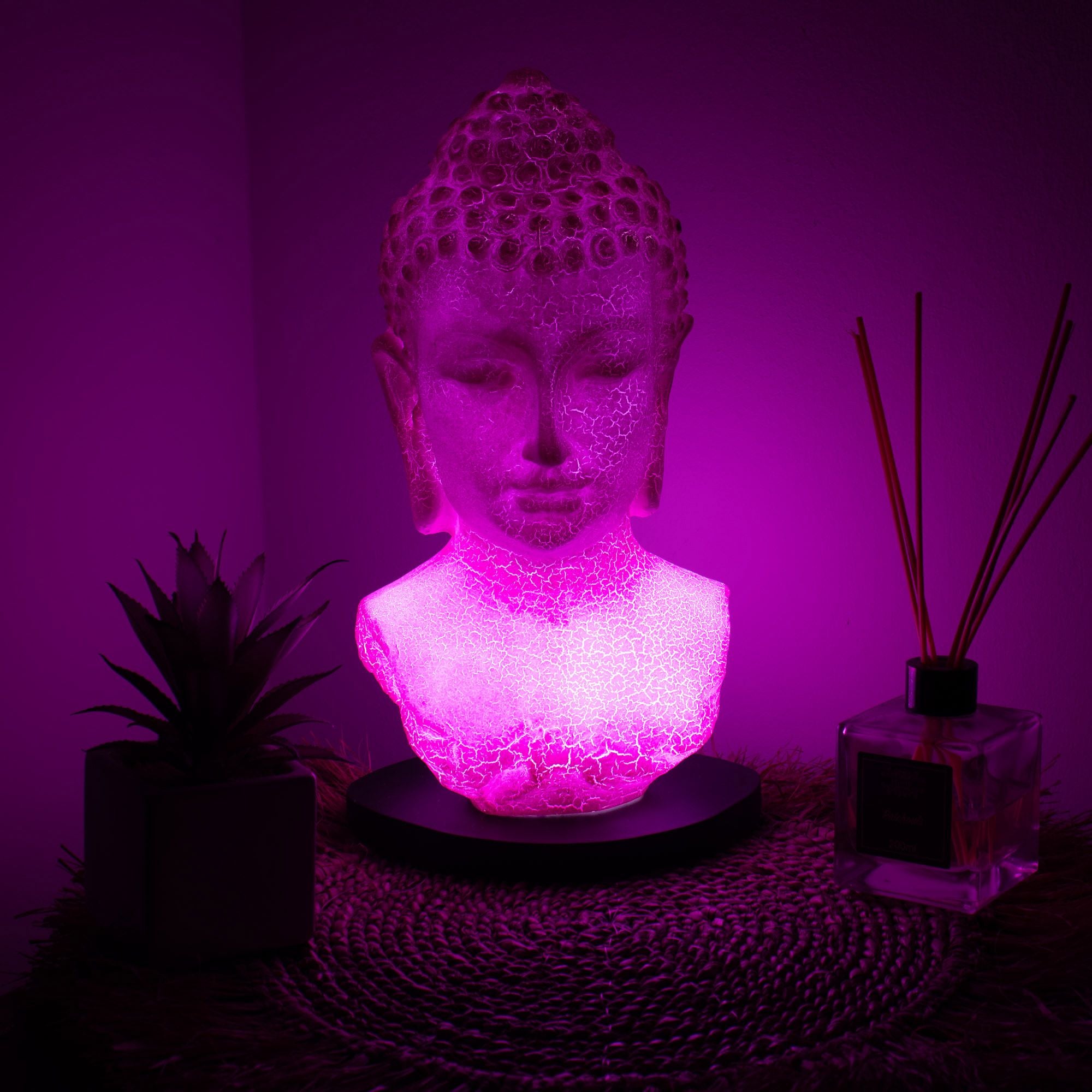 Lámpara de busto de Buda craquelado en color cereza - base oval
