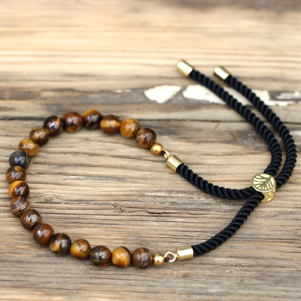 Pulsera de hilo negro con Ojo de Tigre