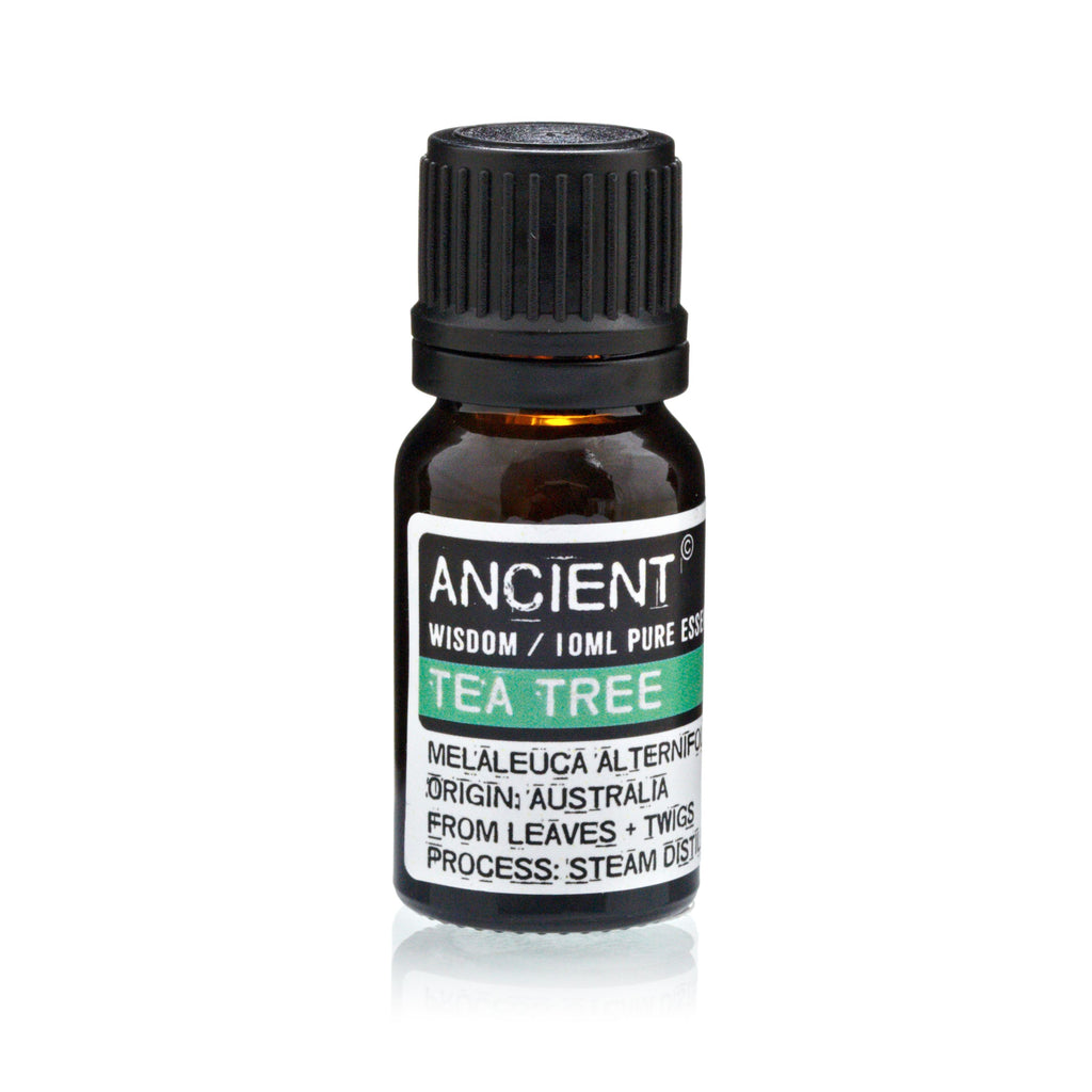 Conjunto de aceites esenciales de lavanda, árbol de té y romero de 10 ml cada uno.