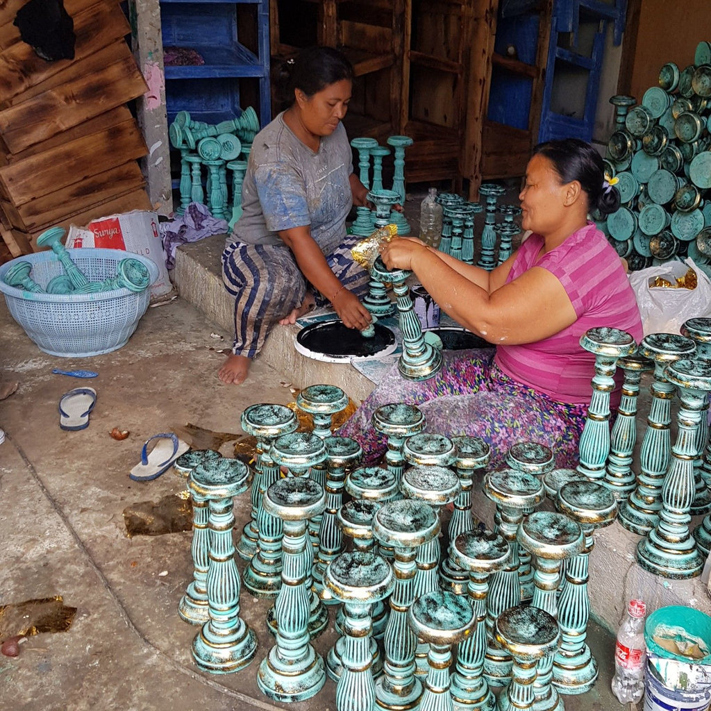 Soporte de velas medianas - Turquois Gold