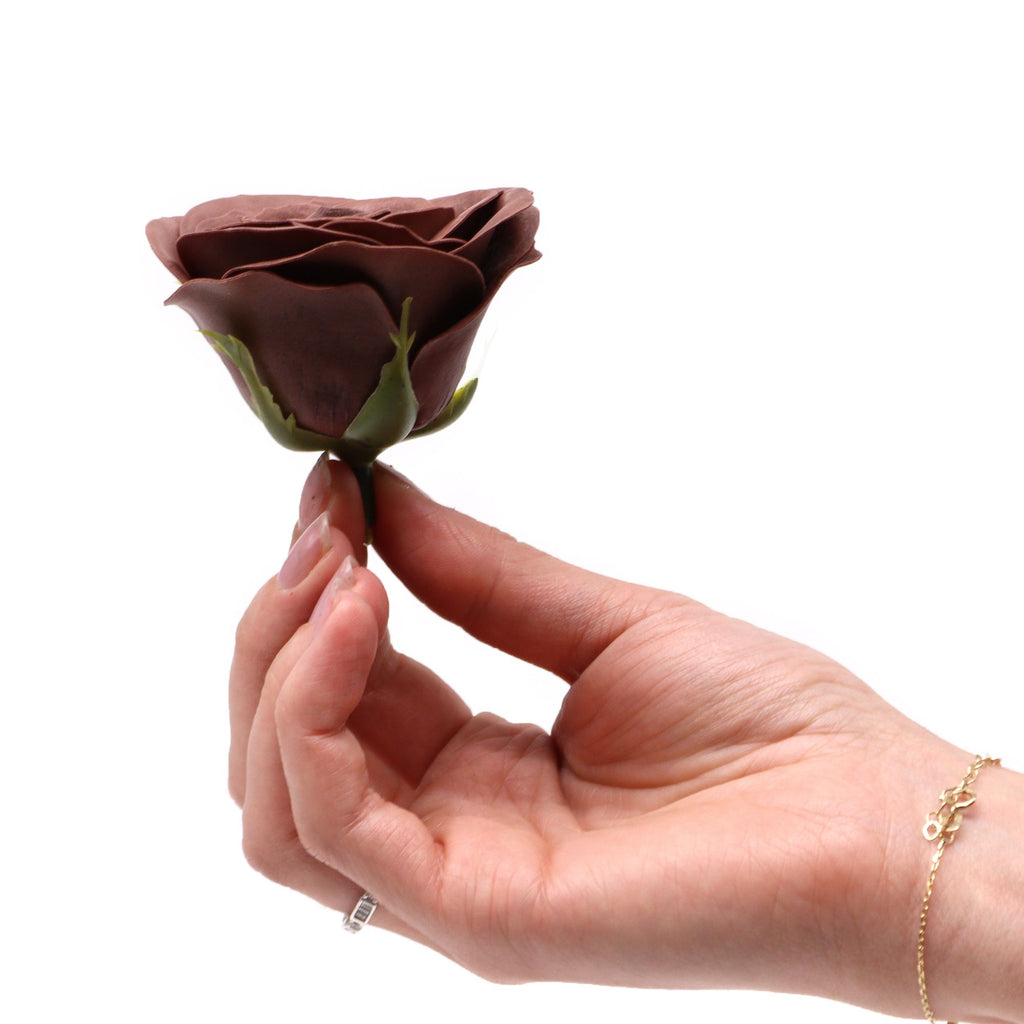 Flor de Jabón Artesanal - Grande Vintage Rose -  Chocolate