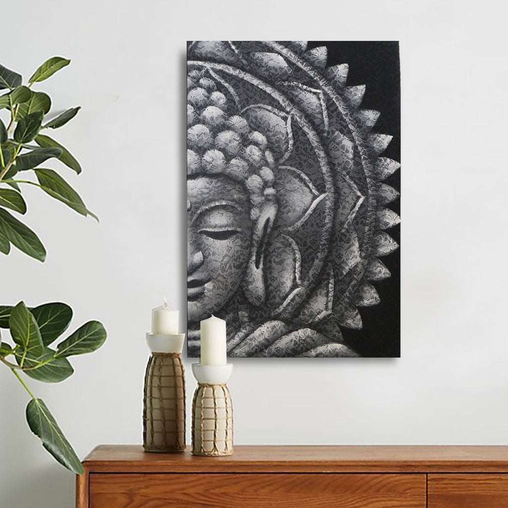 Mandala Medio Buda Gris 60x80cm