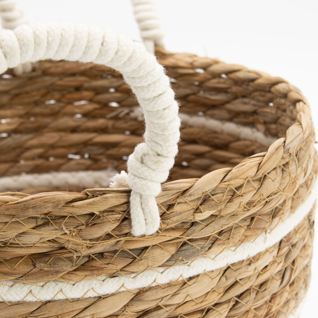 Cestas grandes de algodón y pasto marino – Rayas naturales – Juego de 3