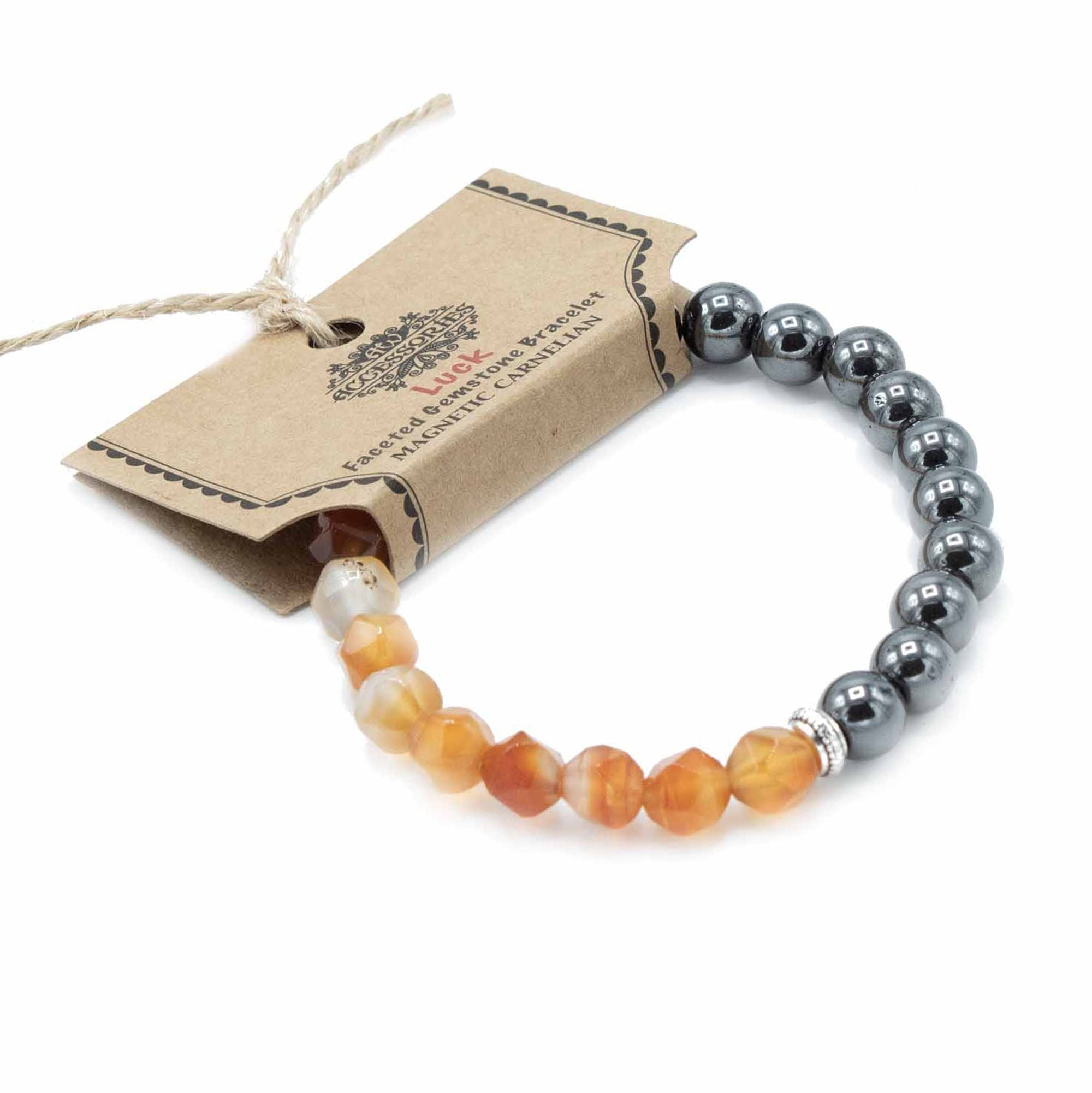 Pulsera de Piedra Preciosa Tallada - Cornalina Magnético