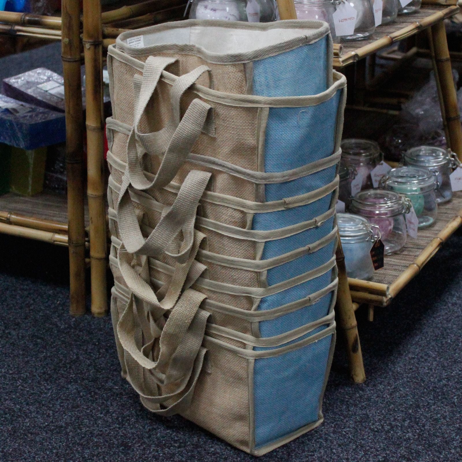 Cesta grande de yute - 33x18x20cm - Azul