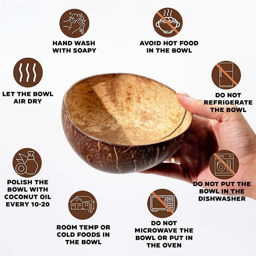 Pequeño tazón de coco natural con soporte