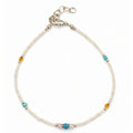 Pulsera de tobillo fina de howlita nepalí y con cuentas facetadas - (22 cm)
