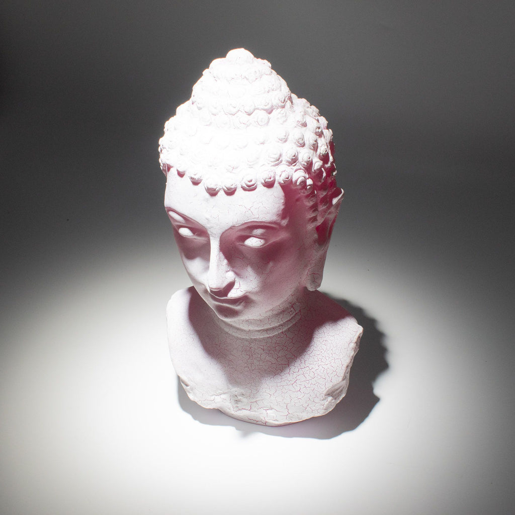 Lámpara de busto de Buda craquelado en color cereza - base oval