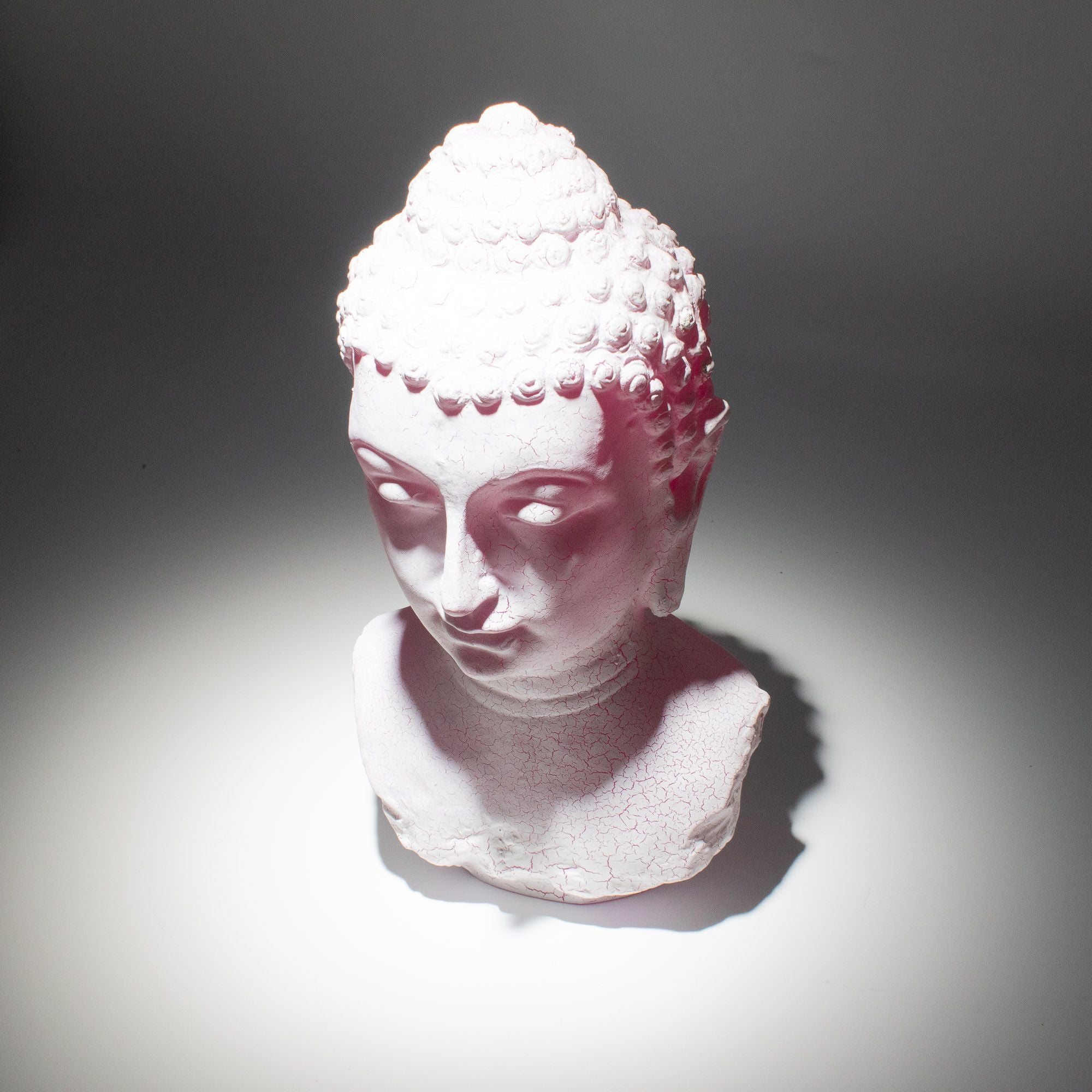 Lámpara de busto de Buda craquelado en color cereza - base oval
