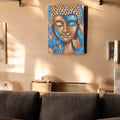 Pintura de Buda - Flor Bronce y Azul